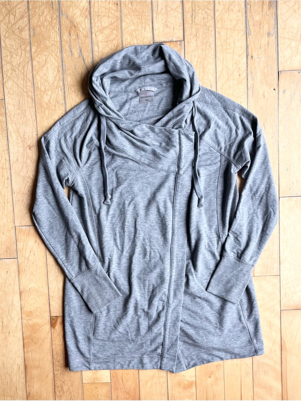 Shambhala Wrap Neck Athleisure Yoga Lounge Gray Tunic Hoodie Size Medium